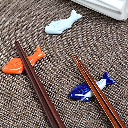 Oryougo Set Of 6 Cute Fish Ceramic Chopstick Holder Lovely Animal Chopstick Rest Stands Porcelain Snack Dish Table Decor #TOP3