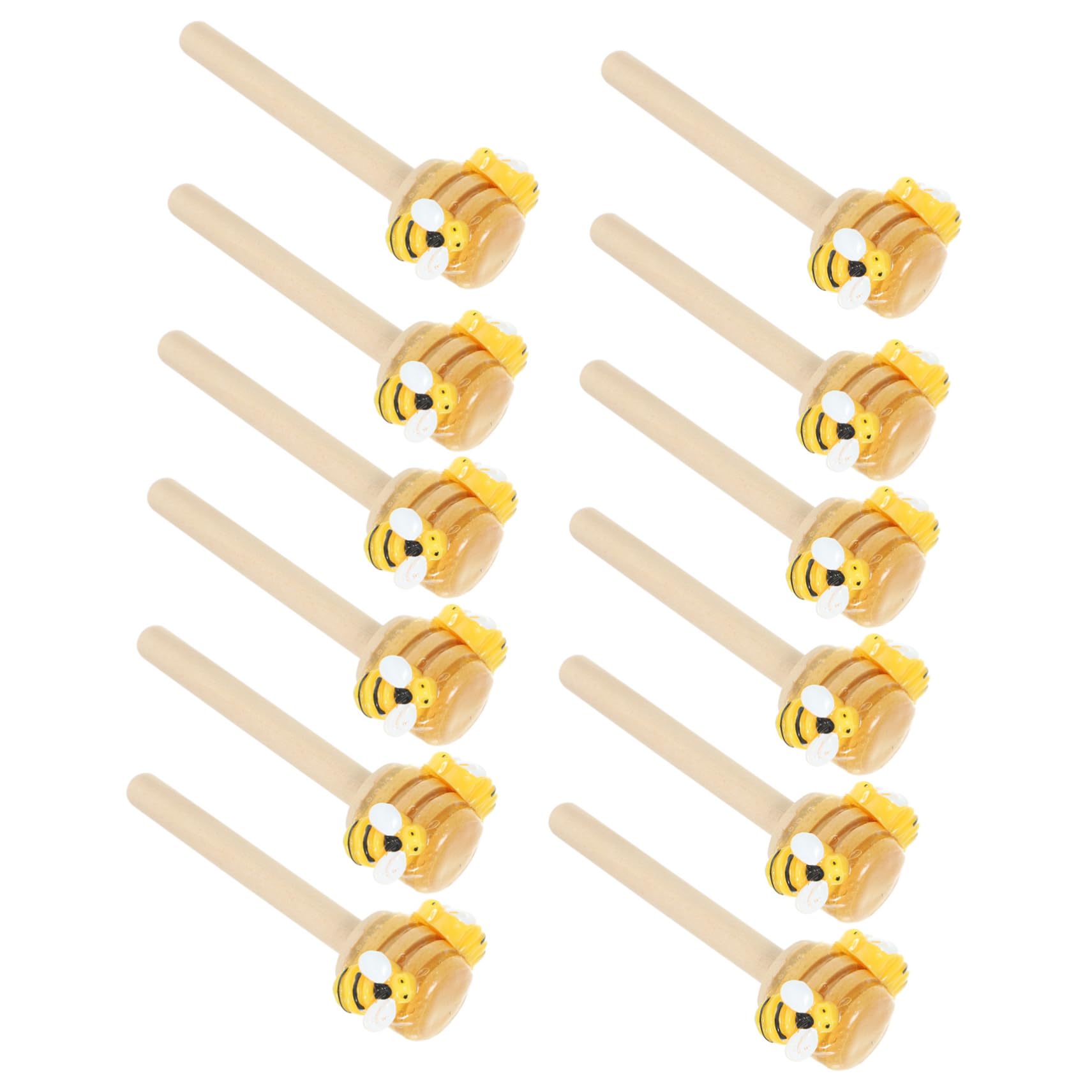 HEALLILY 12Pcs Bee Decor Sticks with Honey and Bee Accents Miniature Honey Dippers for Kitchen Display Spring Summer Farmhouse Tiered Tray Decor