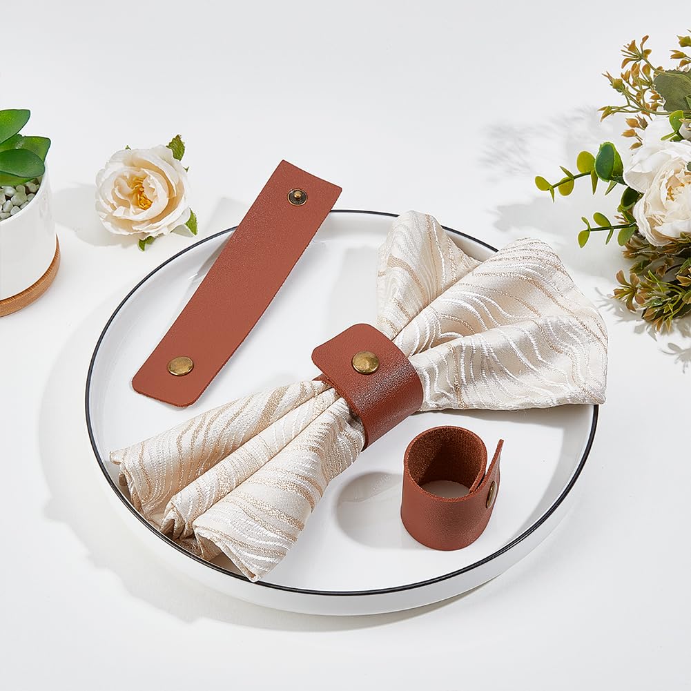 Serviettenringe aus Leder, Braun, Vintage-Vorhangschnalle, wiederverwendbar, für Hochzeit, Party, Geburtstag, Bankett, Bürobedarf, 100 Stück