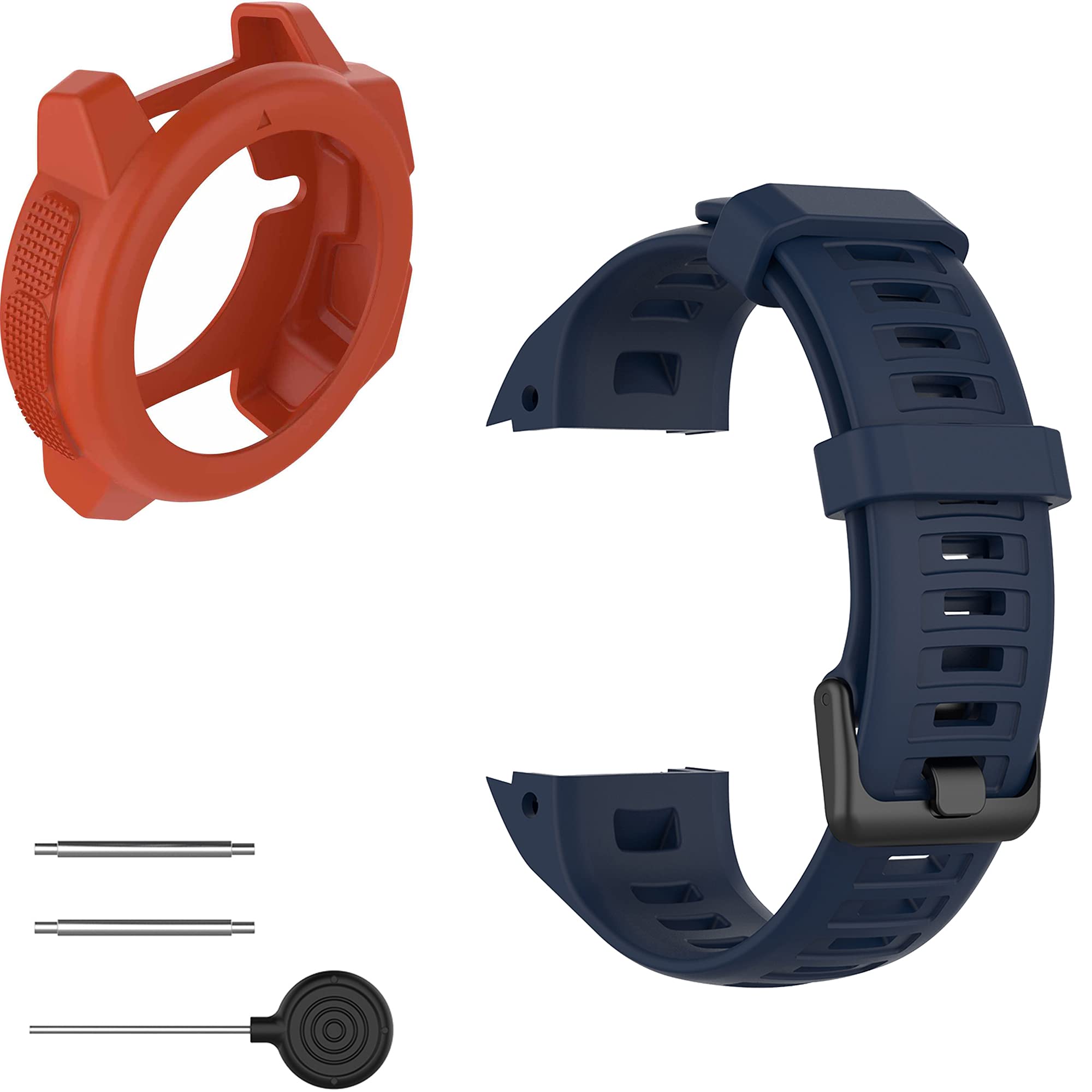 Pasek z etui kompatybilny z Garmin Instinct dla kobiet i mężczyzn, klasyczny miękki silikonowy pasek do zegarka Garmin Instinct Tide / Tactical/Dual Power Surf/Power/Esports Watch (biały pasek