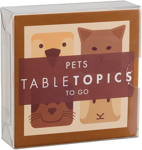 TableTopics Pets to Go - Juego de cartas de preguntas - 40 tarjetas de inicio de conversación para hablar de tus mascotas, juego divertido para