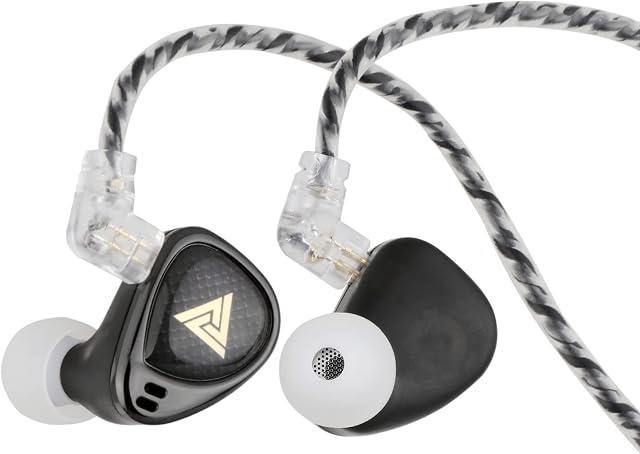 QKZ x HBB Khan 2DD Dynamic Driver HiFi In Ear Monitor IEM with 3D Printed Ergonomic Lightweight Shell, Detachable OFC 0.75mm 2 Pin Cable Earphone for Audiophile Musician DJ Stage (Khan, Without Mic)