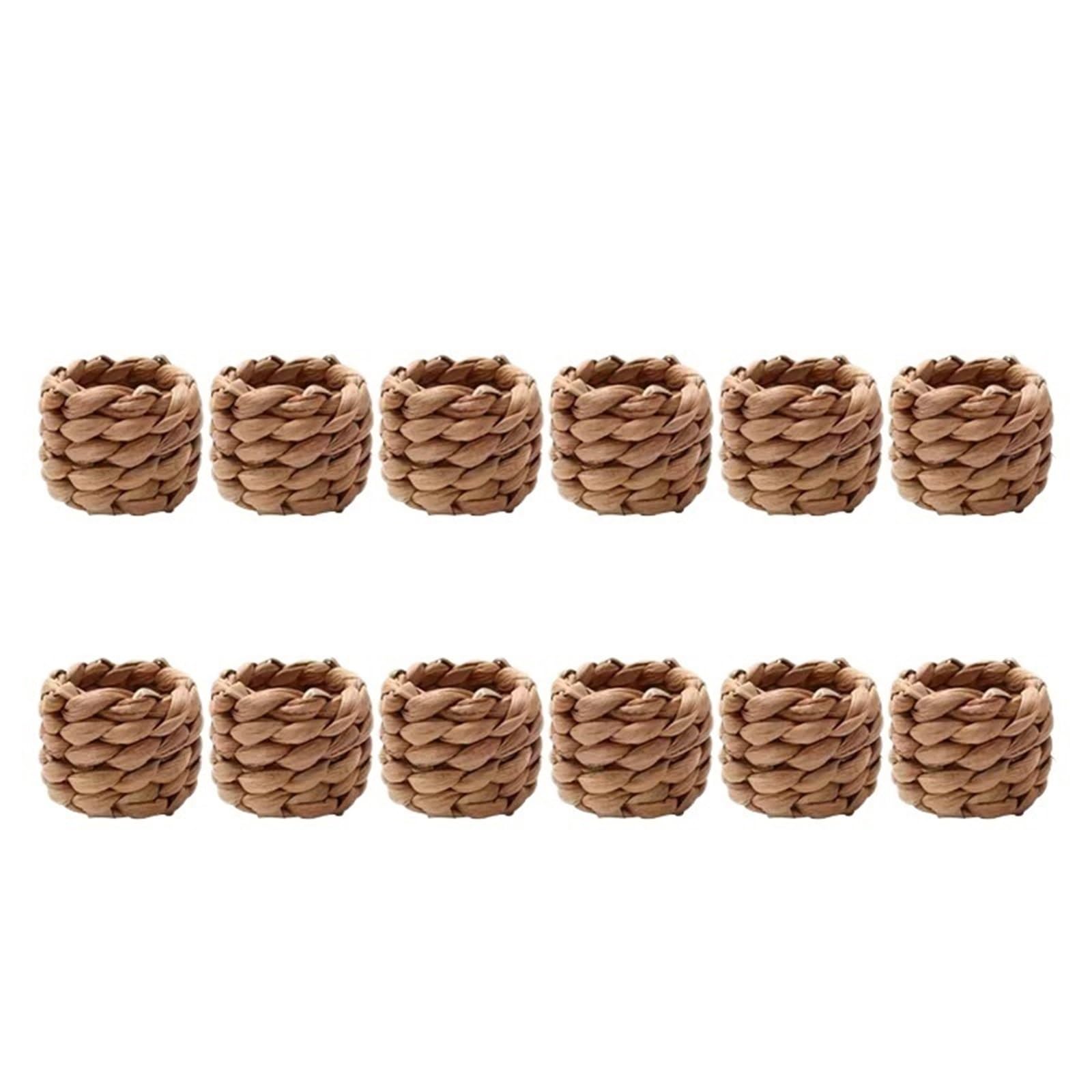 12PCS Farmhouse Napkin Rings Handmade Straw Woven Spring Table Decor for Easter Thanksgiving