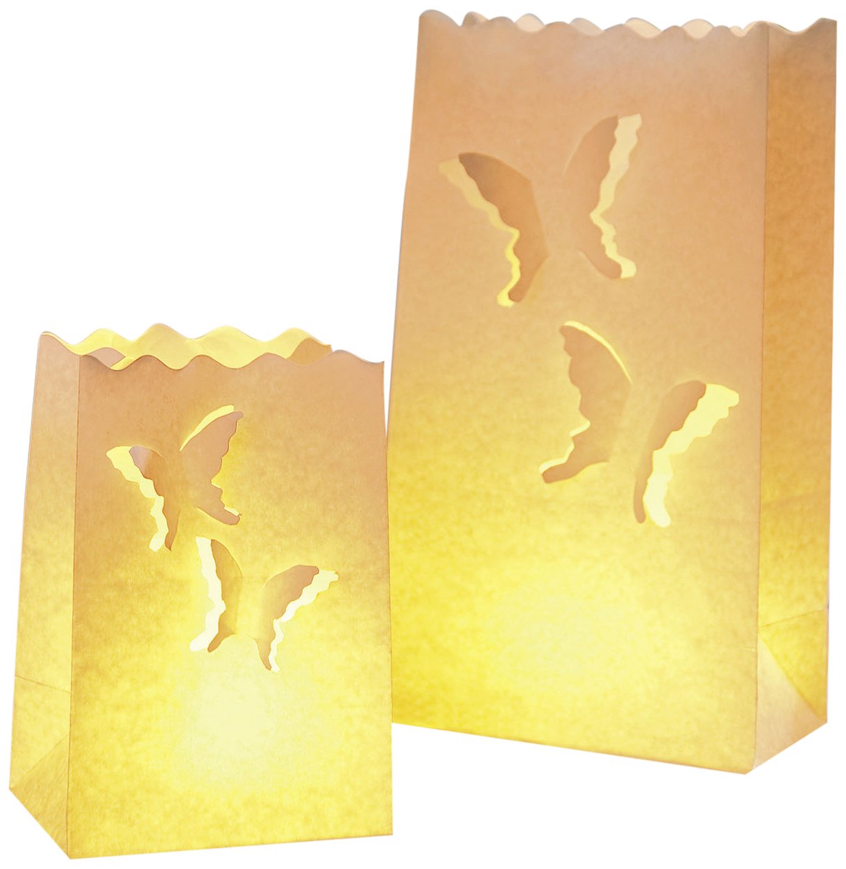 Luminaria 8552100 Candle Bags Butterflies Big & Small, Set of 8, Paper, Big: 15 x 26 x 9 cm, Small: 11 x 16 x 9 cm, White