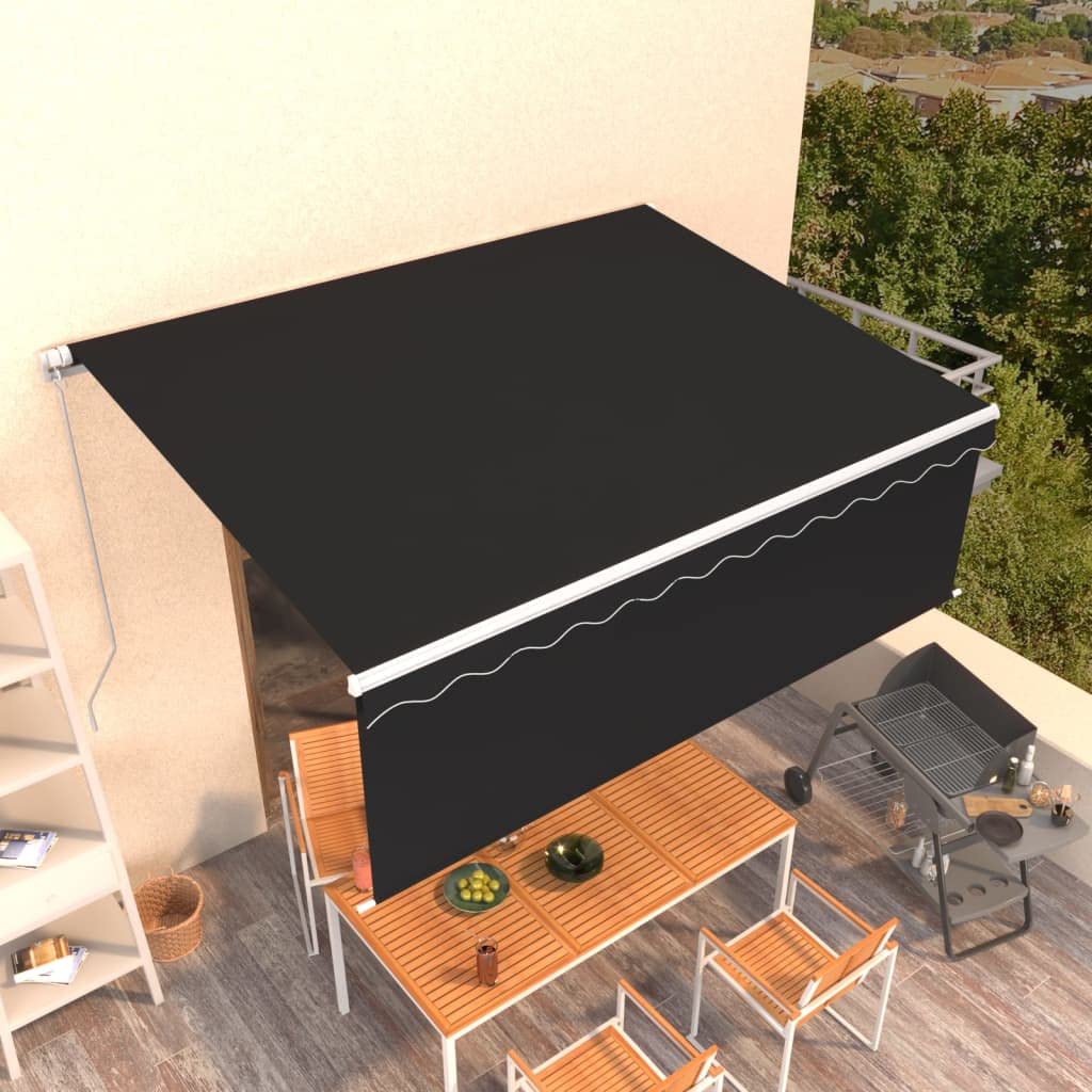 Tenda da sole retrattile manuale, 4 x 3 m, antracite, telaio in alluminio verniciato a polvere, tessuto in poliestere resistente ai raggi UV e all'acqua, funzionamento a manovella, protezione
