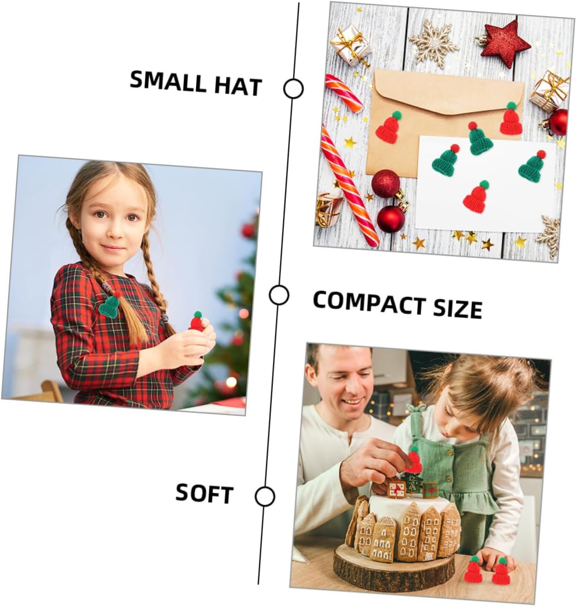 Mini Christmas Knit Hats Xmas DIY Craft Ornaments 100pcs