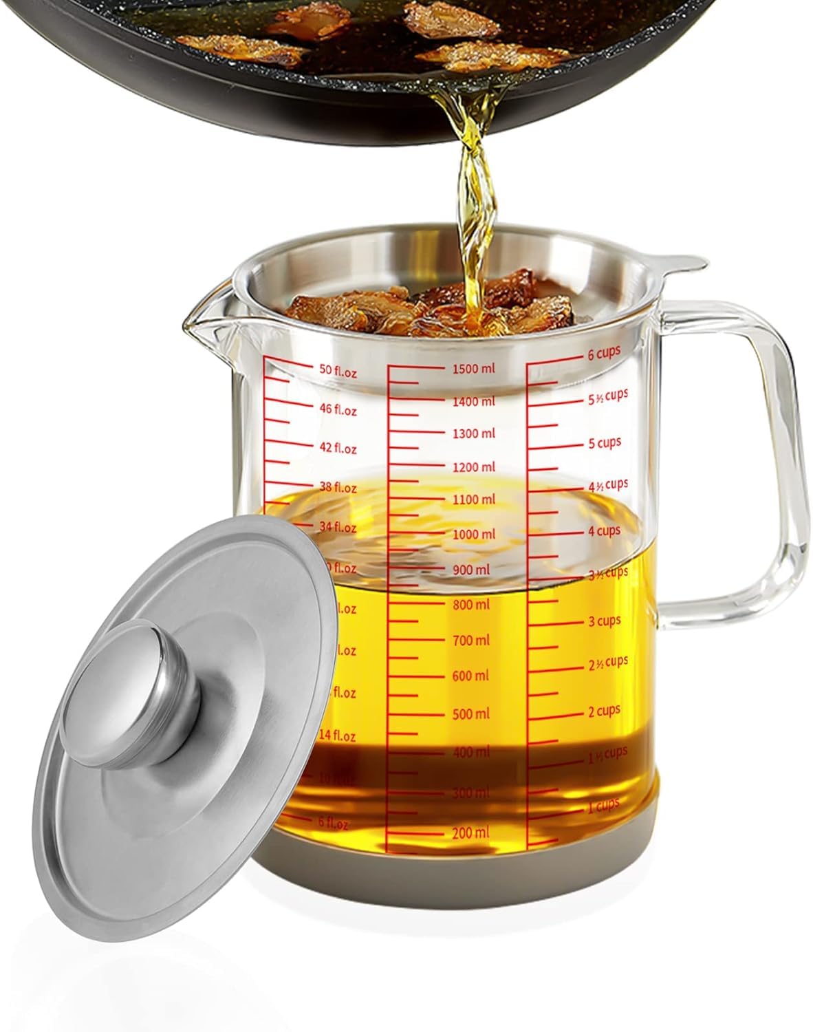 Amazon | オイルポット 容量1.5L ホウケイ酸ガラス製 304