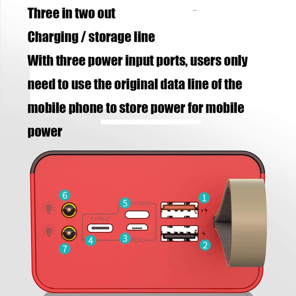 Mobilny powerbank, 50000 mAh przenośne pełne lustro ładowanie, ładowarka USB z podwójną diodą LED i smyczą na klucze, do telefonów komórkowych, smartfonów, kolor czerwony