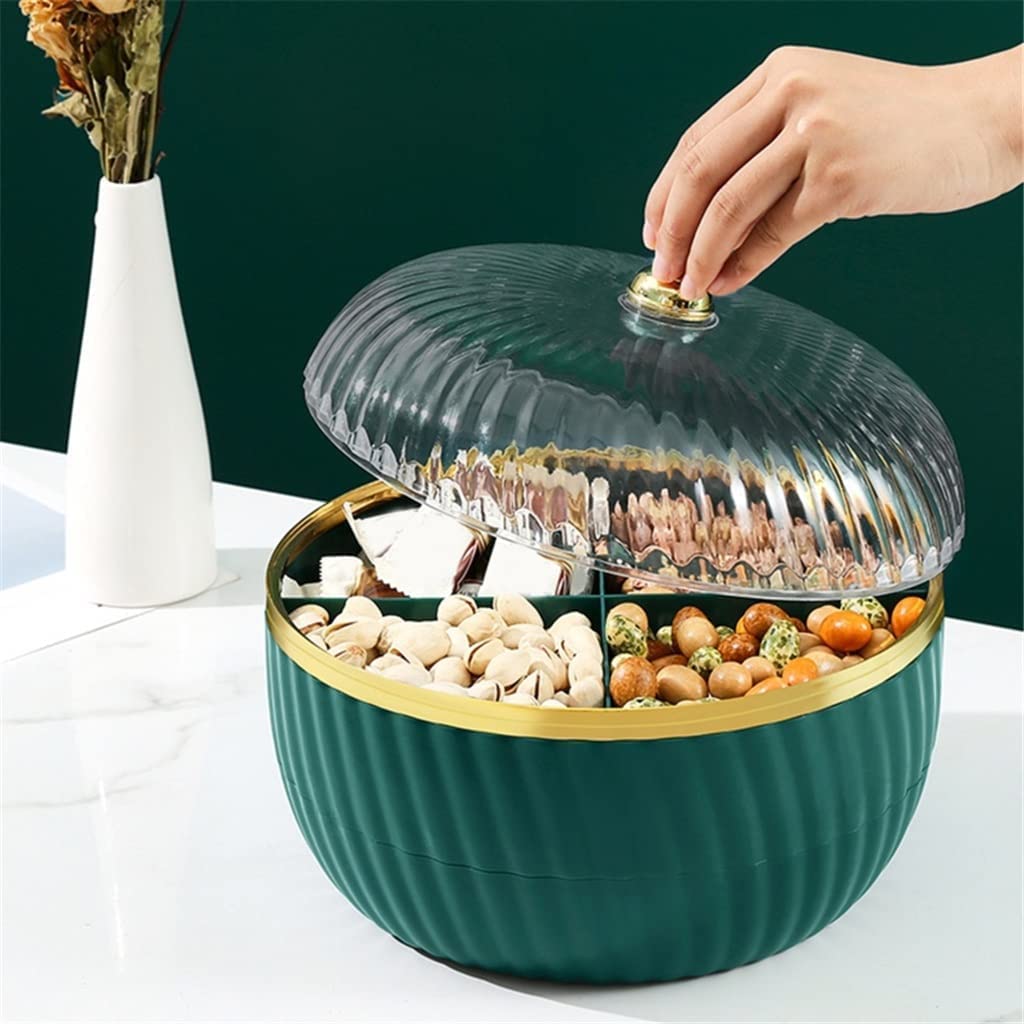 Snack-Serviertablett, 4-Gitter Hochwertiges Kunststoff-Grün-Obstteller-Tablett Trockenobst-Snack-Platten Vorspeisenteller for Party-Süßwaren (Color : A, Size : 24.5x21cm) (Color : A, Size : 24.5x15c