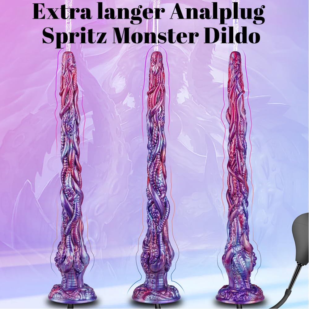 50.5 cm Langer Weicher Tentakel Dildo mit Spritzfunktion Spritz Dildo Monster Long Analplug Anal Dildos für Prostata Massage Analtraining Diloschwanz für Frauen Männer und Paar Sex Spiele