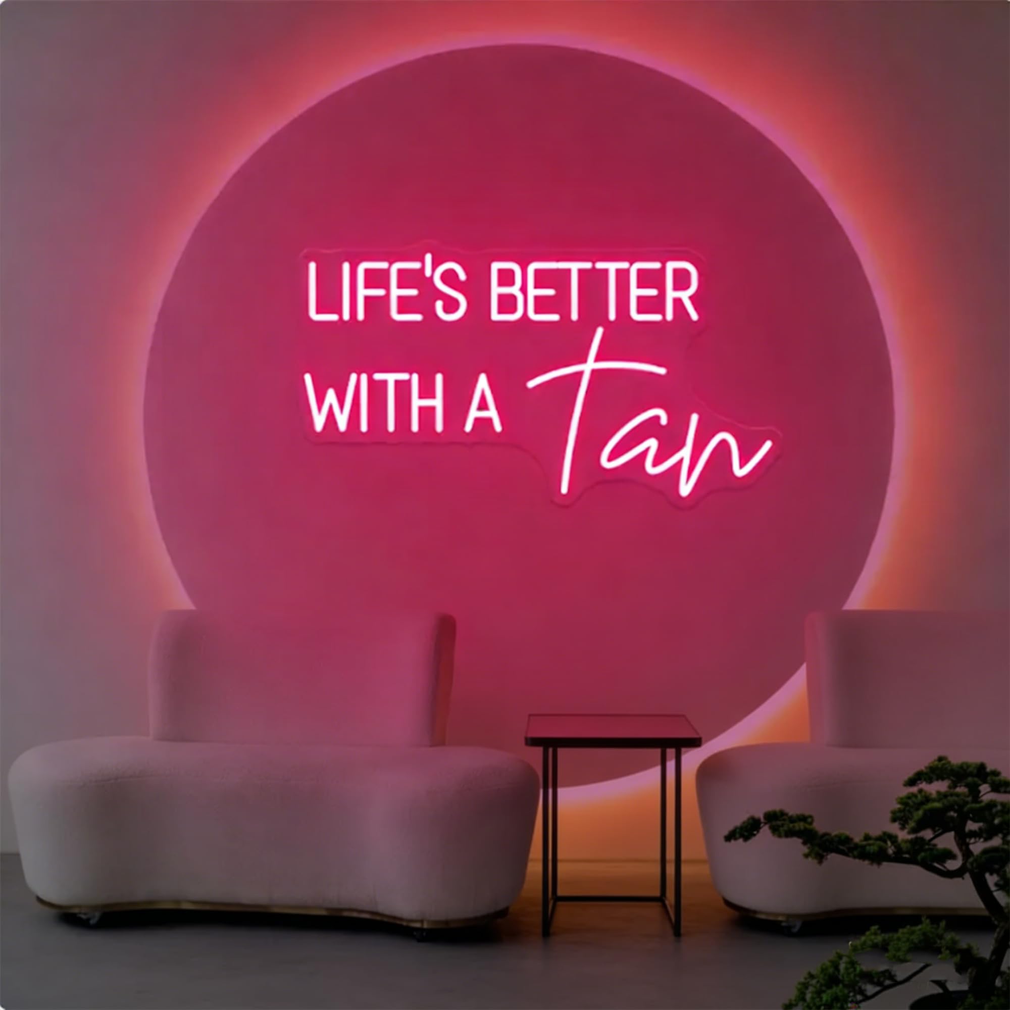 HFHungkeong Life Is Better With A Tan Led Dimmable Neon Sign for Home Bathroom Spa Beauty Cosmetic Salon Wall Decor,Spa Day Gifts for Women,Spa Products Aesthetic Center Salon Door Decorative