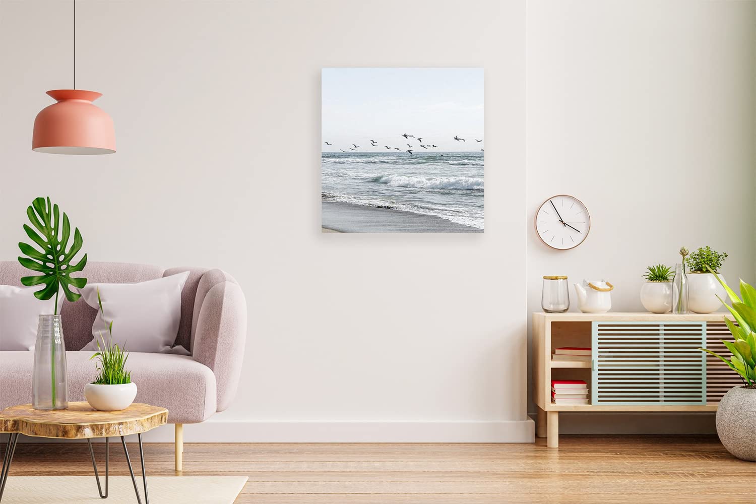 VERRE ART Printed Framed Canvas Painting for Home Decor Office Wall Studio Wall Living Room Decoration (14x14inch Wrapped) - Coastal Birds