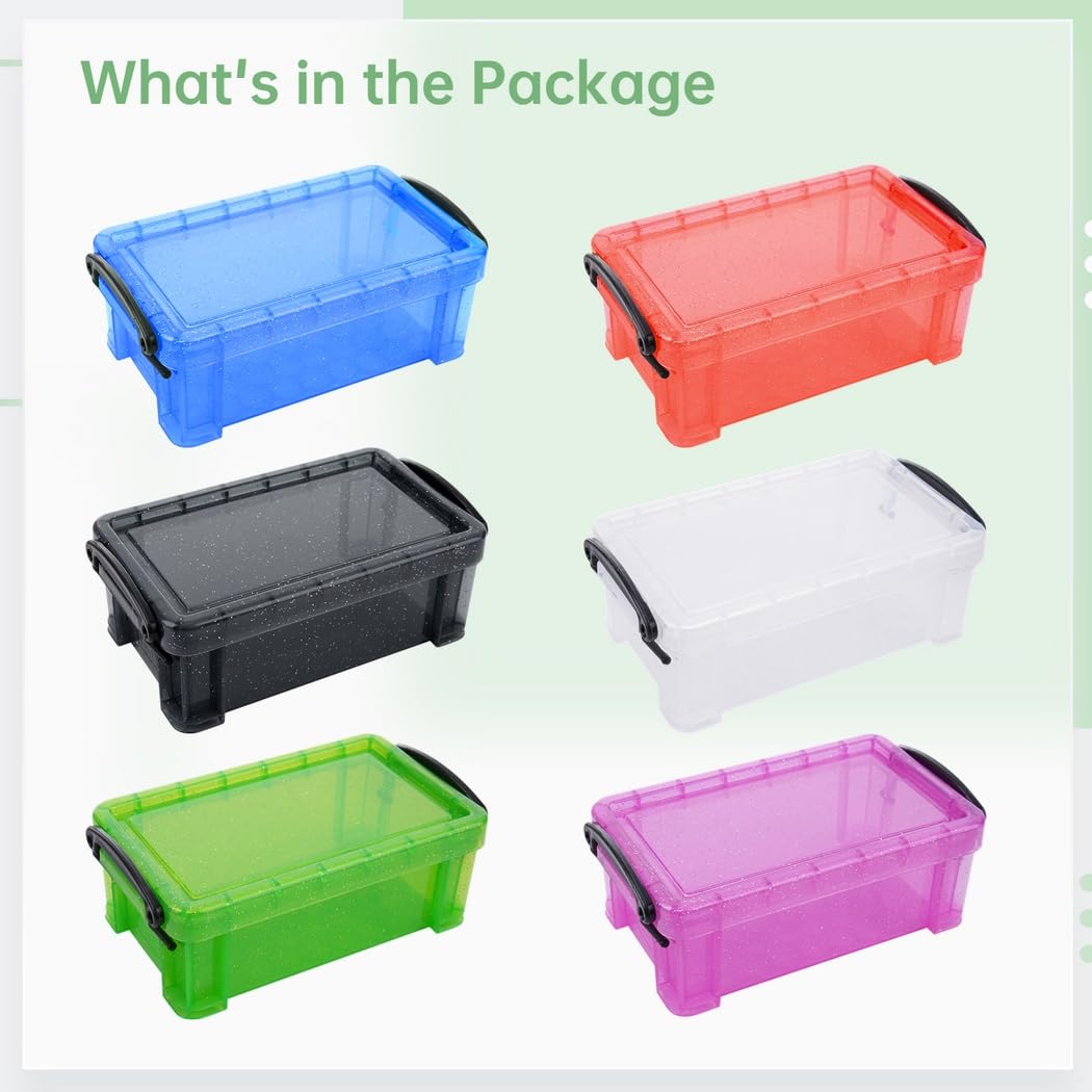 Mini-Kunststoffboxen mit verschließbaren Deckeln, transparente Aufbewahrungsbehälter für Schmuck, Handwerk, Schreibwaren, Nähen, 6 Stück