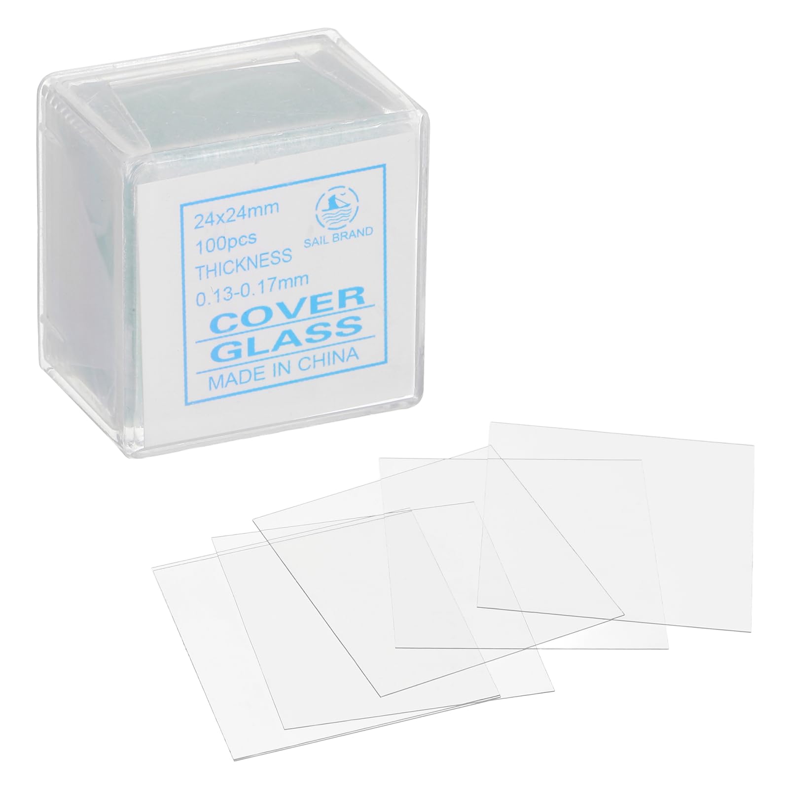 PATIKIL 500pcs Cover Slips for Microscope Slides, 24x24mm Microscope Cover Square for Laboratory Sample Observe