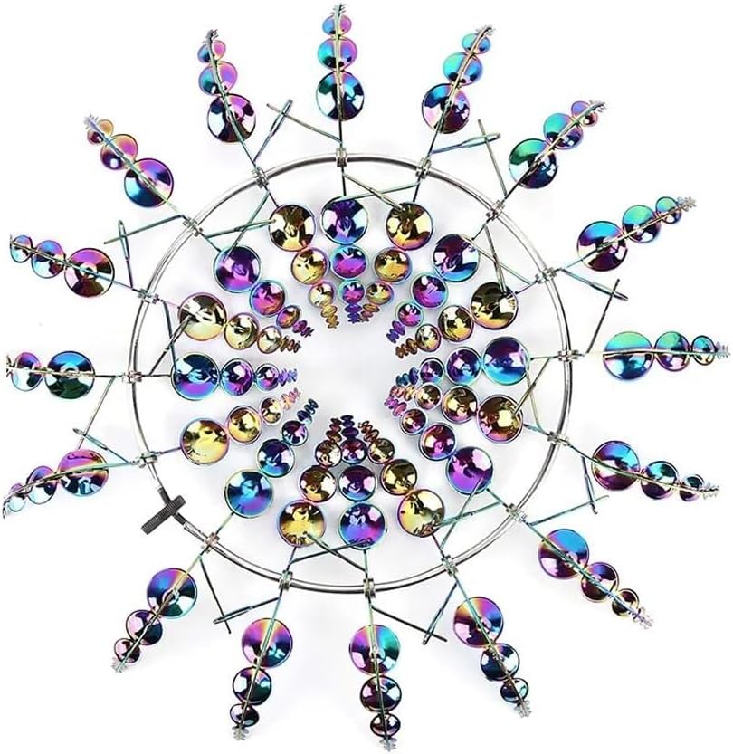 Usoway Magical Metal Windmill, New Kinetic Metal Wind Spinners for Yard and Garden, Colorful, Kinetic Wind Spinner Wind Catchers Sculpture (C : Multicolor), 665599