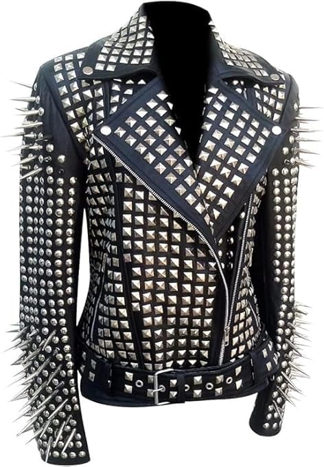Women's Brando Spiked Studded Leather Biker Jacket – Gothic Punk Rock Fully Heavy Metal Long Spiked Studded Leather Jacket3