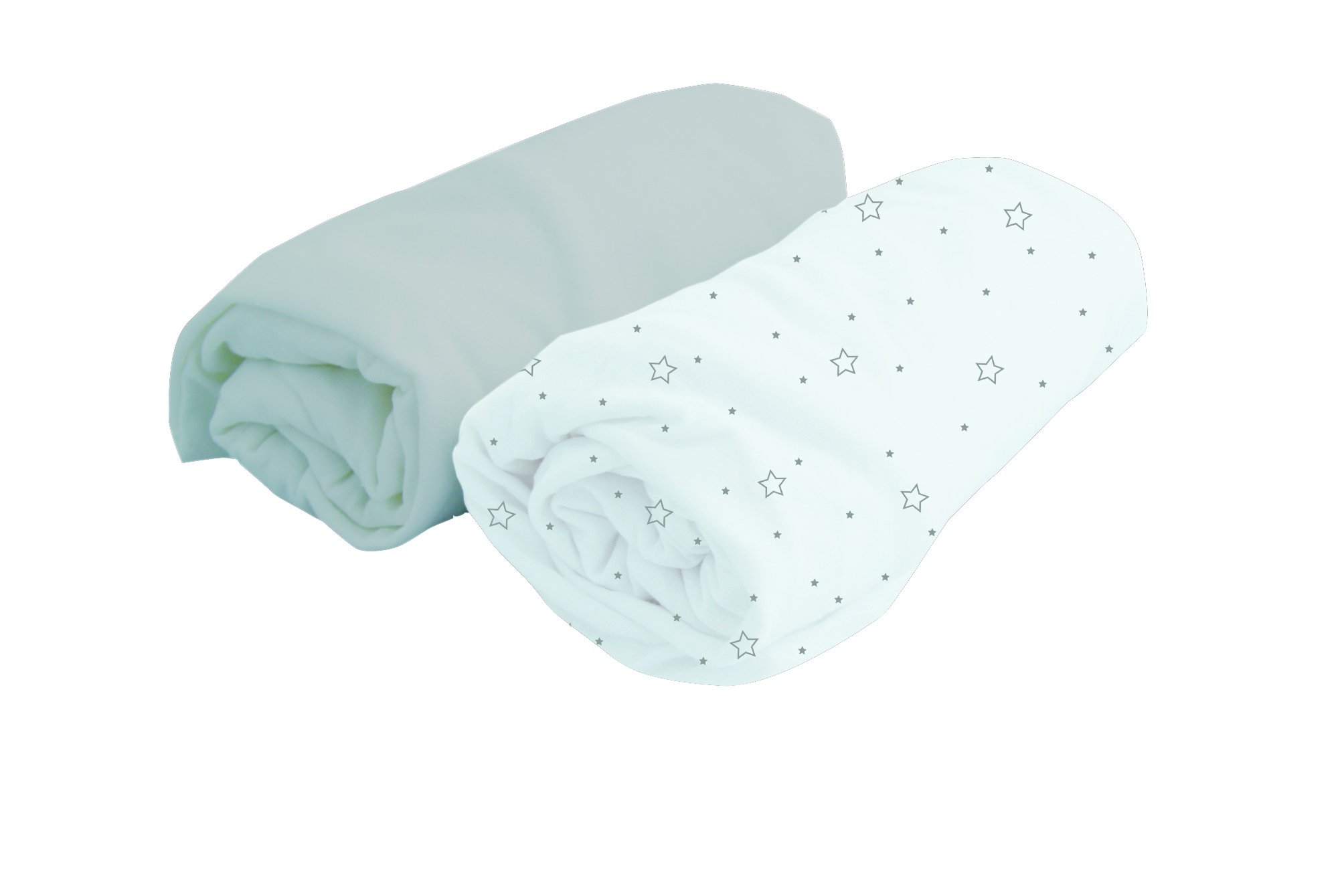 Poyetmotte 2 Piece Fitted Sheets, 120 cm, Perle/Imp Etoiles