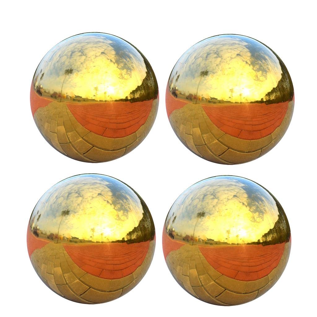304 Stainless Steel Mirror Ball Sphere in Gold, Set of 4, for Home Garden Pond and Office Decor-image-36