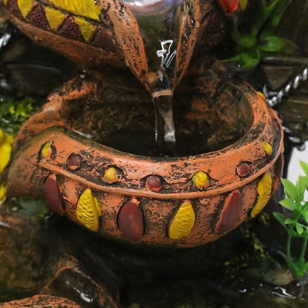 Tabletop Fountain Indoor Desktop Fountain 3 Layer Round Bowl Flowing Water Fountain Resin Rock and Rotating Ball Home Decoration Tabletop Fountains Desktop Fountain