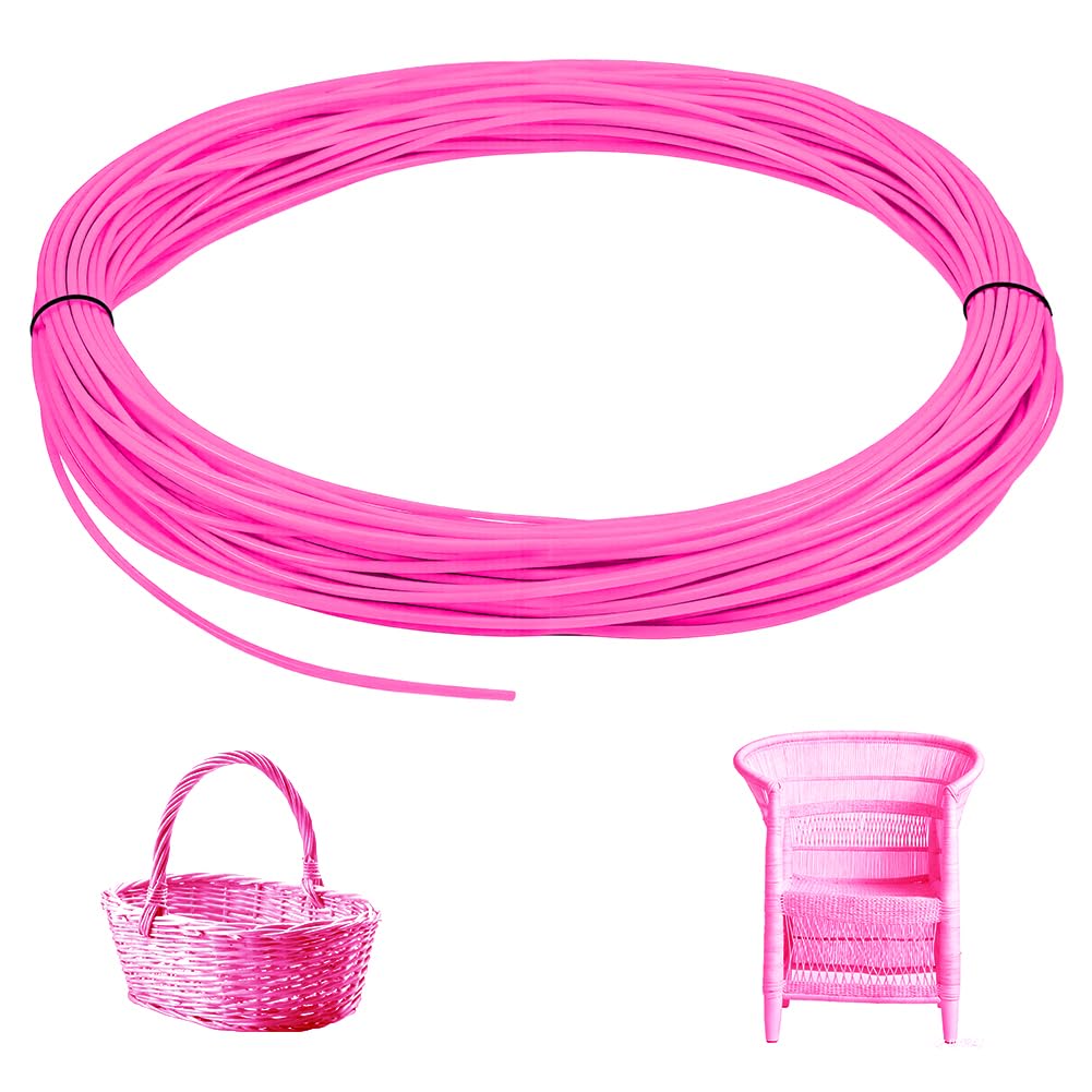 OLYCRAFT 50mx 4mm Pink PE Cordon pour réparation de Meubles d’extérieur Corde de Chaise de Patio en Plastique Corde en rotin en Plastique Solide pour Bricolage Meubles Tricoter Patio de Jardin