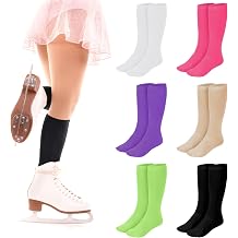 SATINIOR 6 Pairs Ice Skating Socks for Women Knee High Nylon