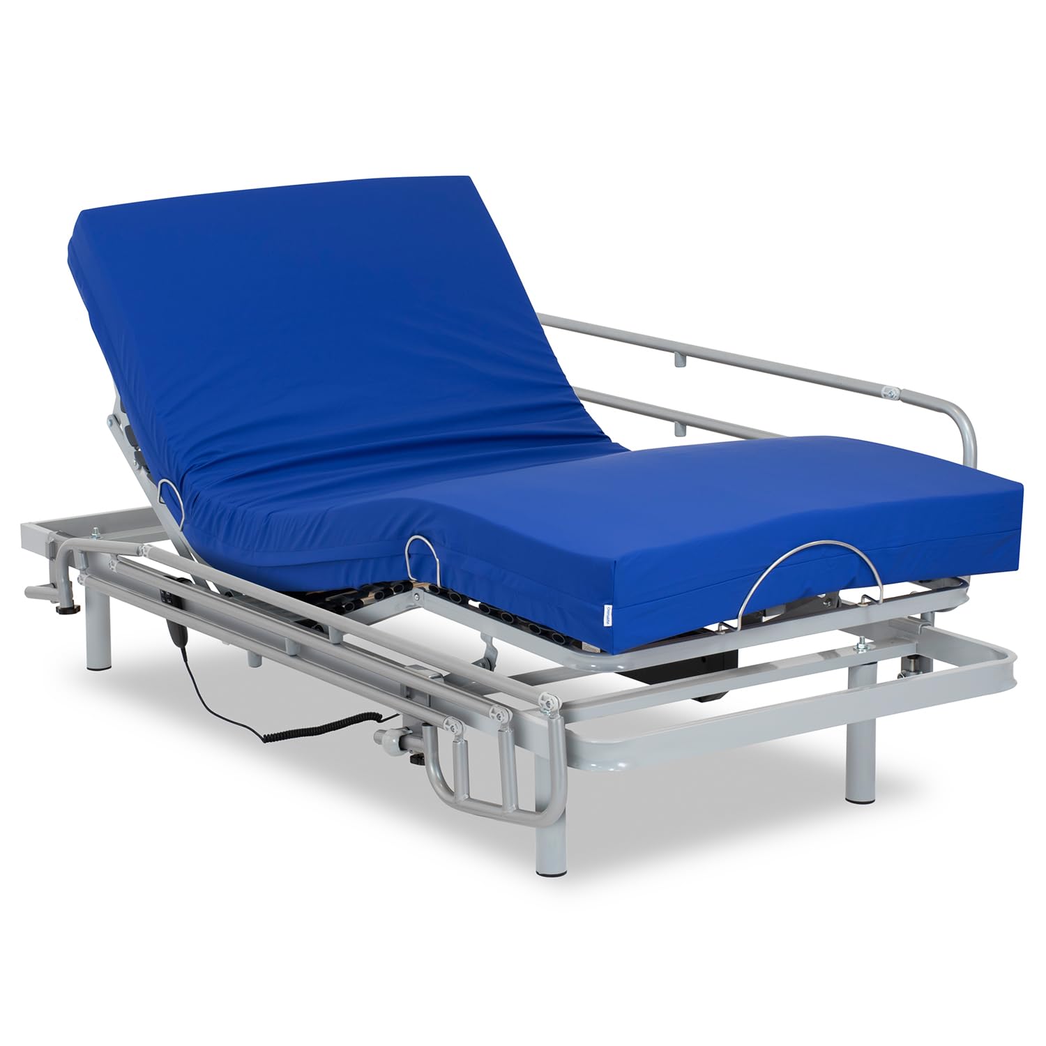 Gerialife® Letto Snodato Elettrico Rinforzato Con Materasso Sanitario HR Impermeabile, 105x190 Cm, Home Silver, 5 Movimenti