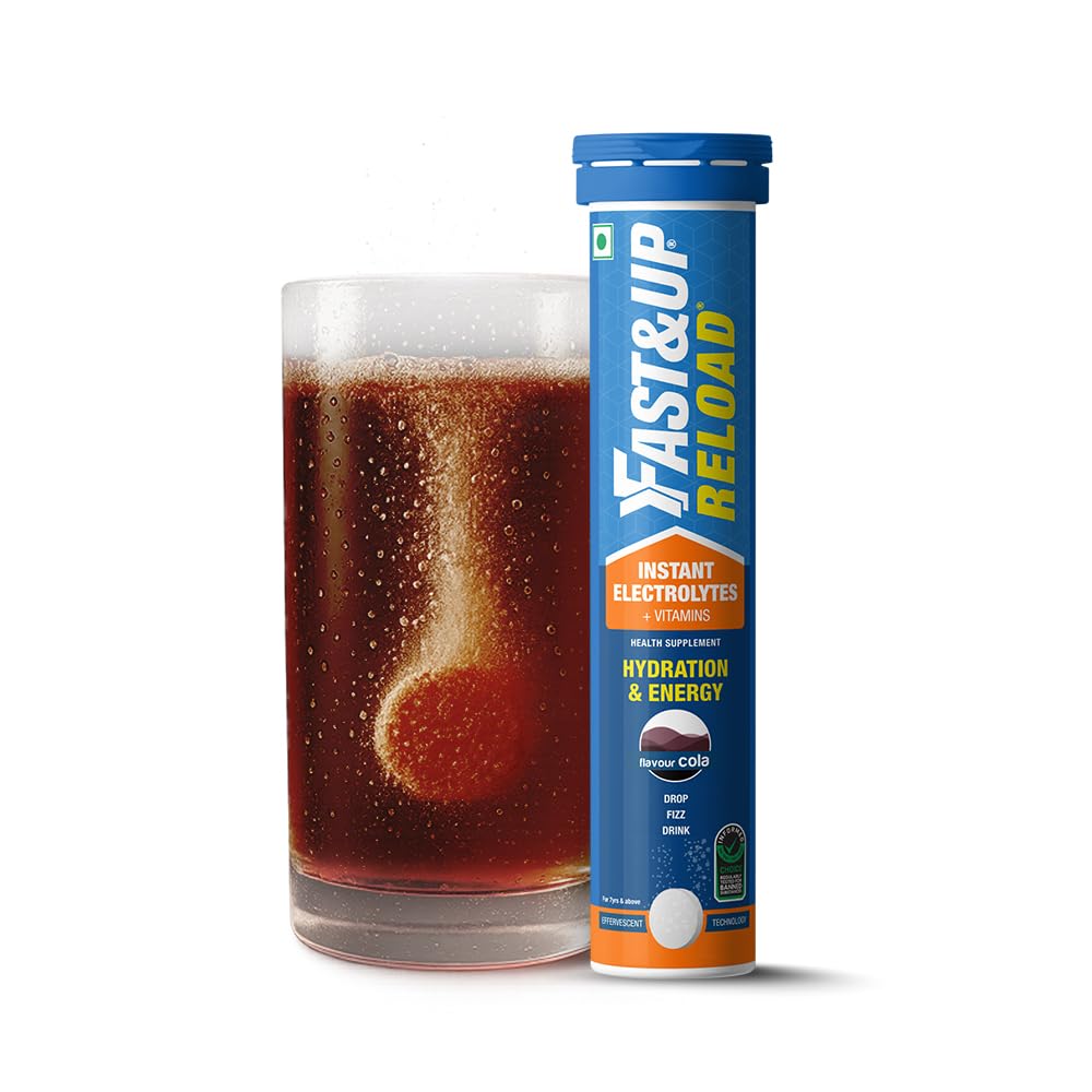 Fast&Up Reload (5 Litres) Low Sugar energy drink for Instant Hydration - 20 Effervescent Tablets with all 5 Essential Electrolytes + Added Vitamins - Certified Electrolytes Drink - Cola flavour-picture-24