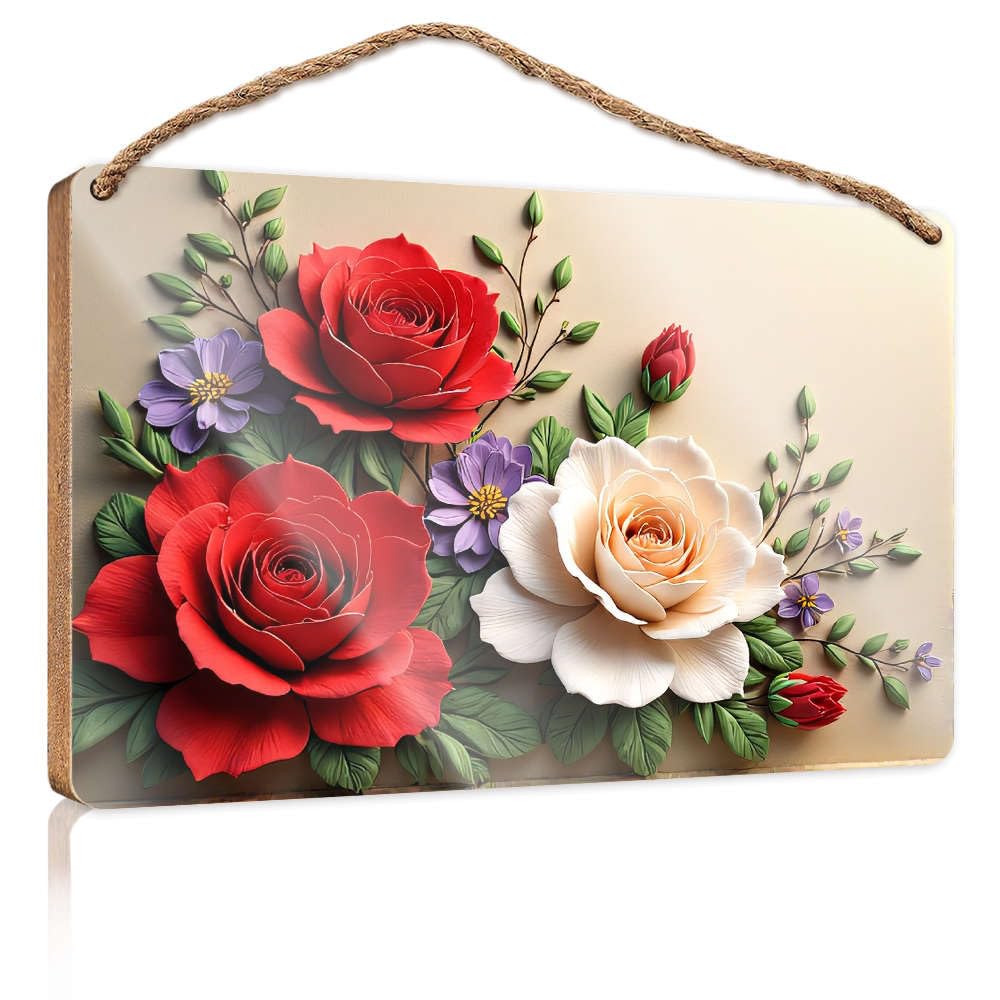 Hanging Decor Sign A Vibrant Bouquet Of Red, White, Purple Funny Sign Decor Funny Wood Hanging Sign(23X35CM)