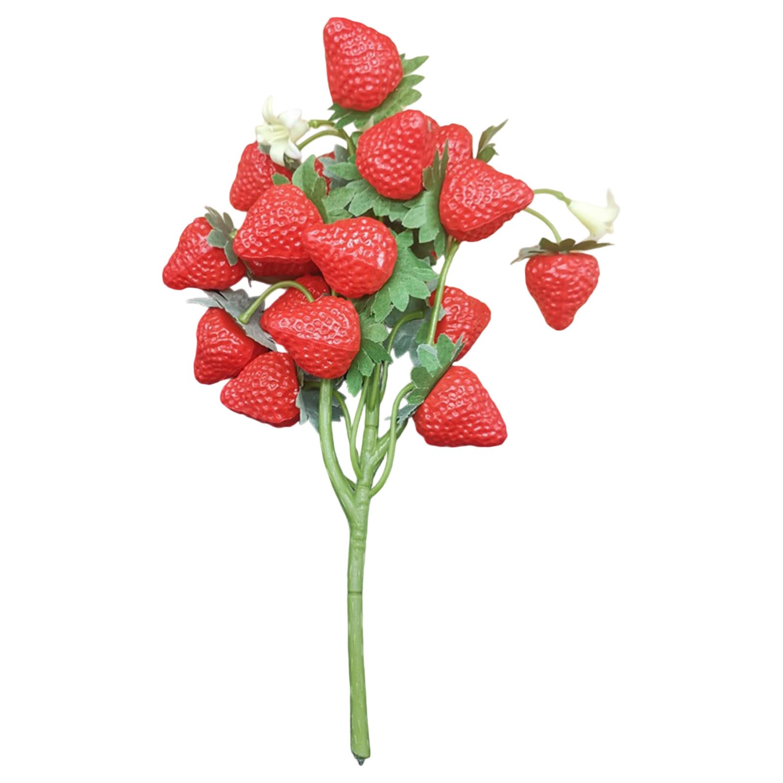 Hsioluted Artificial Strawberry Branch Table Decor for Year-Round Celebrations Home Party Centerpiece Fake Strawberry Ornamental Branch Maintenance-Free Decoration for Christmas Thanksgiving Tabletop