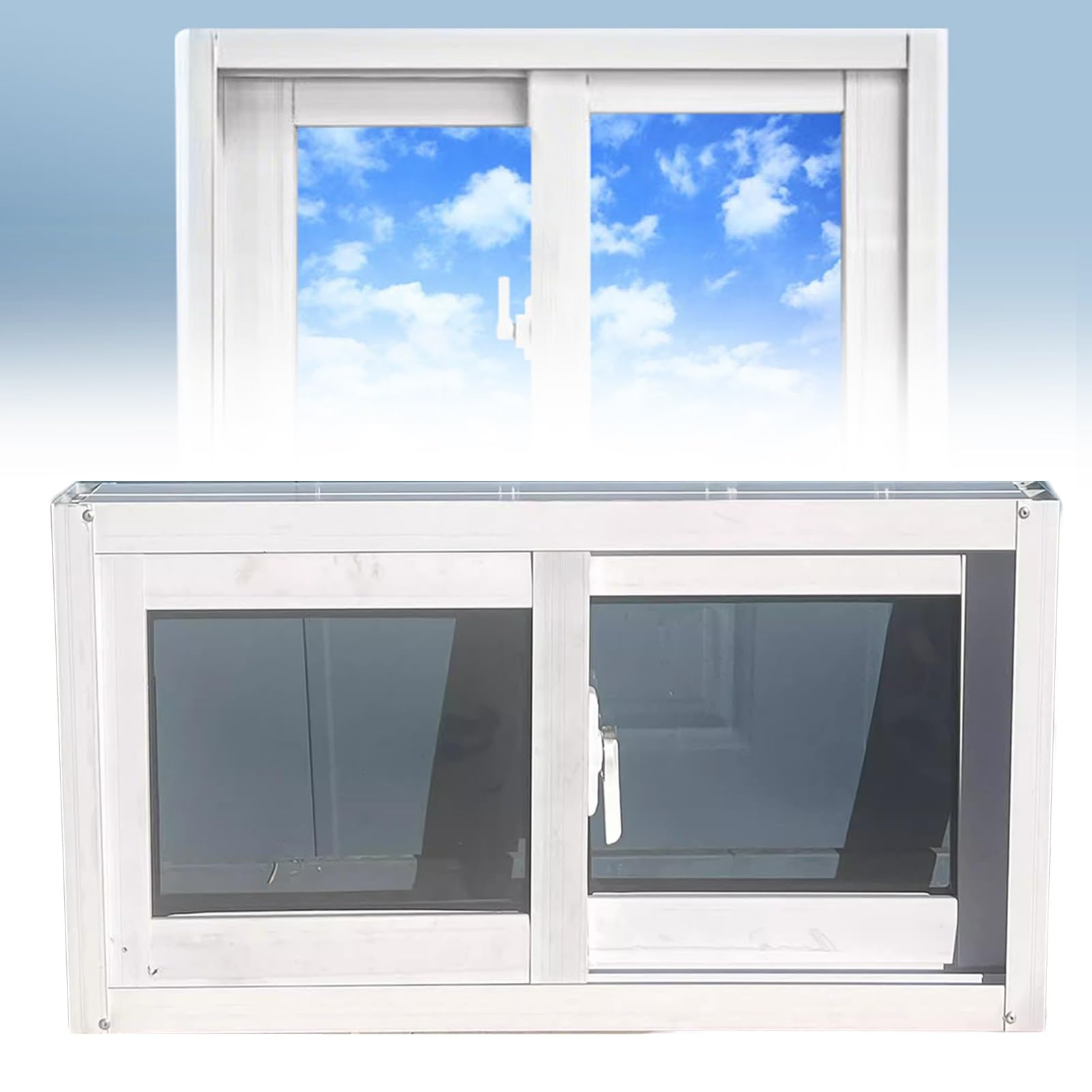 Claraboya Abertura En Aluminio(Blanco) con Vidrio Templado para Shed Chicken Coop Playhouse Household, Pequeño Montaje Empotrado Ventanas para Tejados(15.7X19.7IN/40X50CM)
