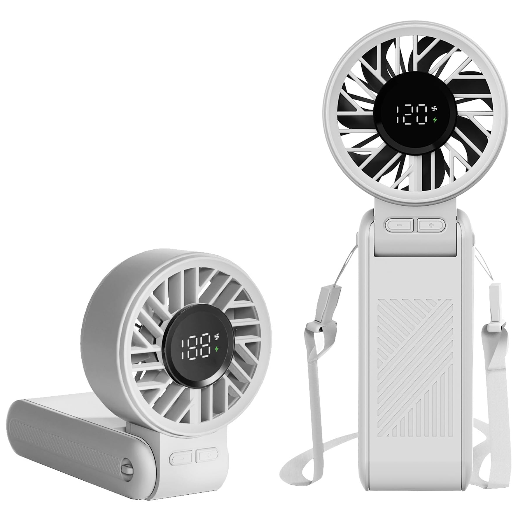 Ventilatore personale portatile ricaricabile, 3600 mAh, mini ventilatore pieghevole con 120 velocità, display a LED e tipo C, palmare a batteria, per viaggi, interni ed esterni, colore