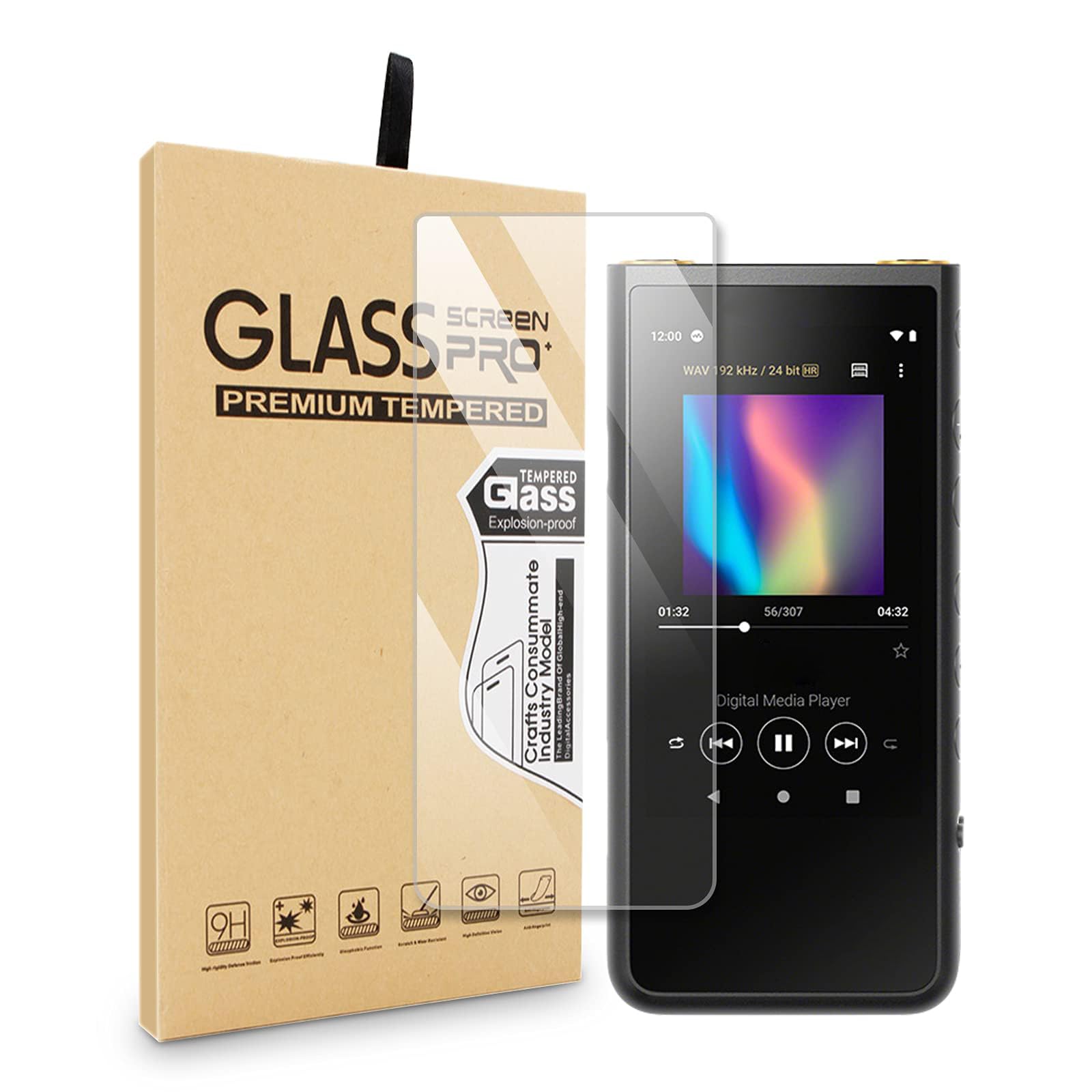 for Sony Walkman NW-ZX500 ZX505 ZX507 Tempered Glass, 9H Ultra Protective Tempered Glass Screen Protector Film for Sony Walkman NW-ZX500 ZX505 ZX507