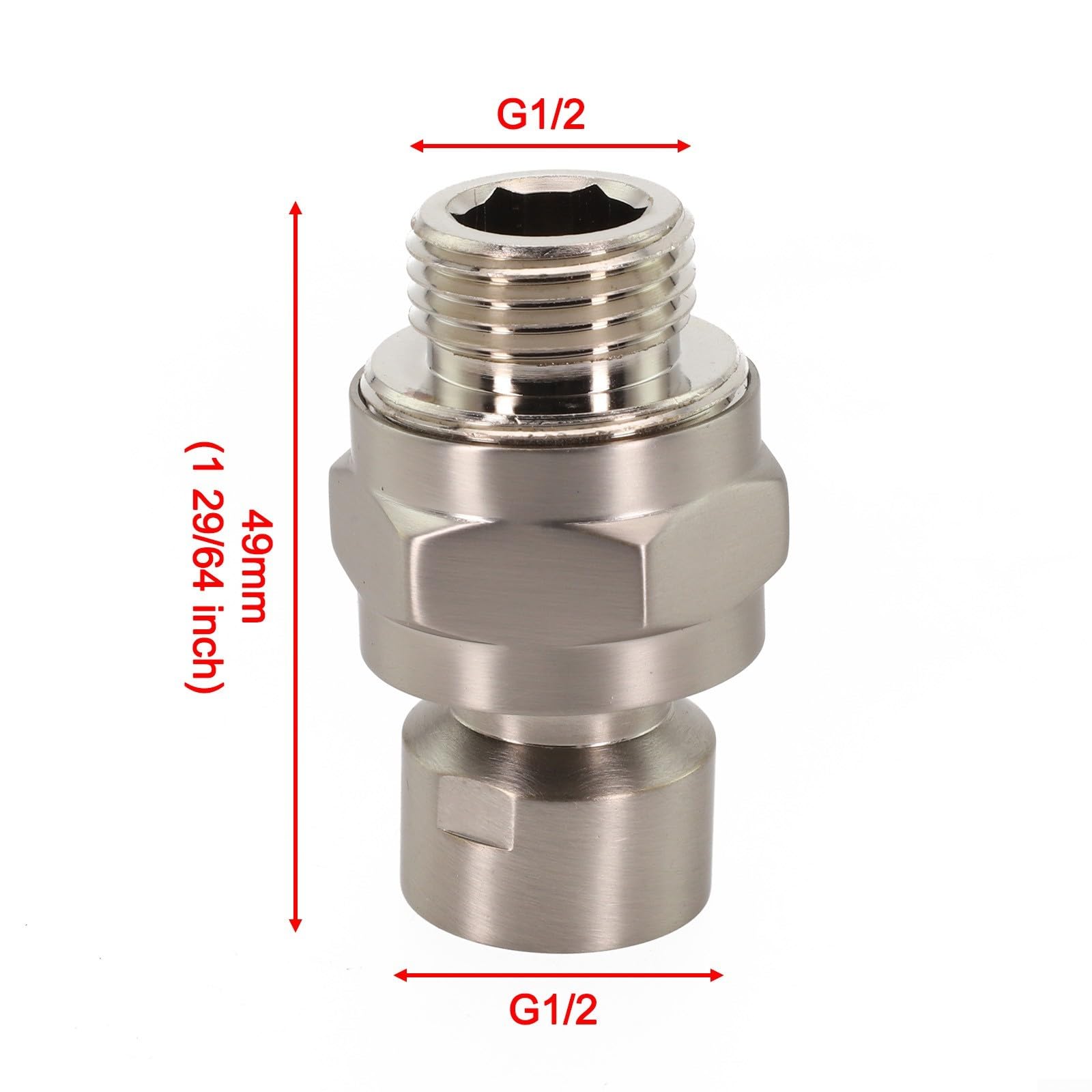 Adattatore Girevole per Testa Doccia SiSinkal, Giunto a Sfera in Ottone, Filettatura G1/2, Angolo Regolabile, Resistente alle Perdite, Costruzione Solida, Compatibile con Braccio e Testa Doccia