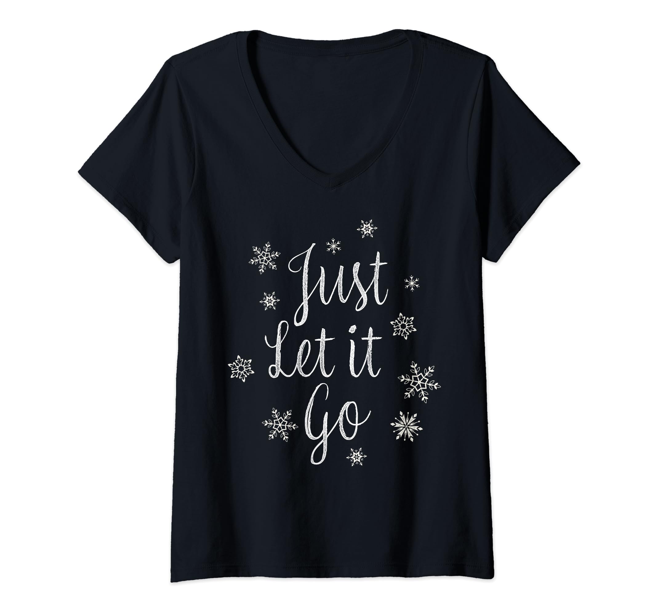Amazon.com: Womens Disney Frozen Just Let It Go Script V-Neck T-Shirt :  Clothing, Shoes \u0026 Jewelry