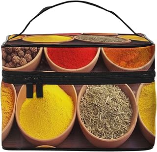 Colorful Spices Prints Travel Makeup Bag Flip Portable Toiletry Bag with...