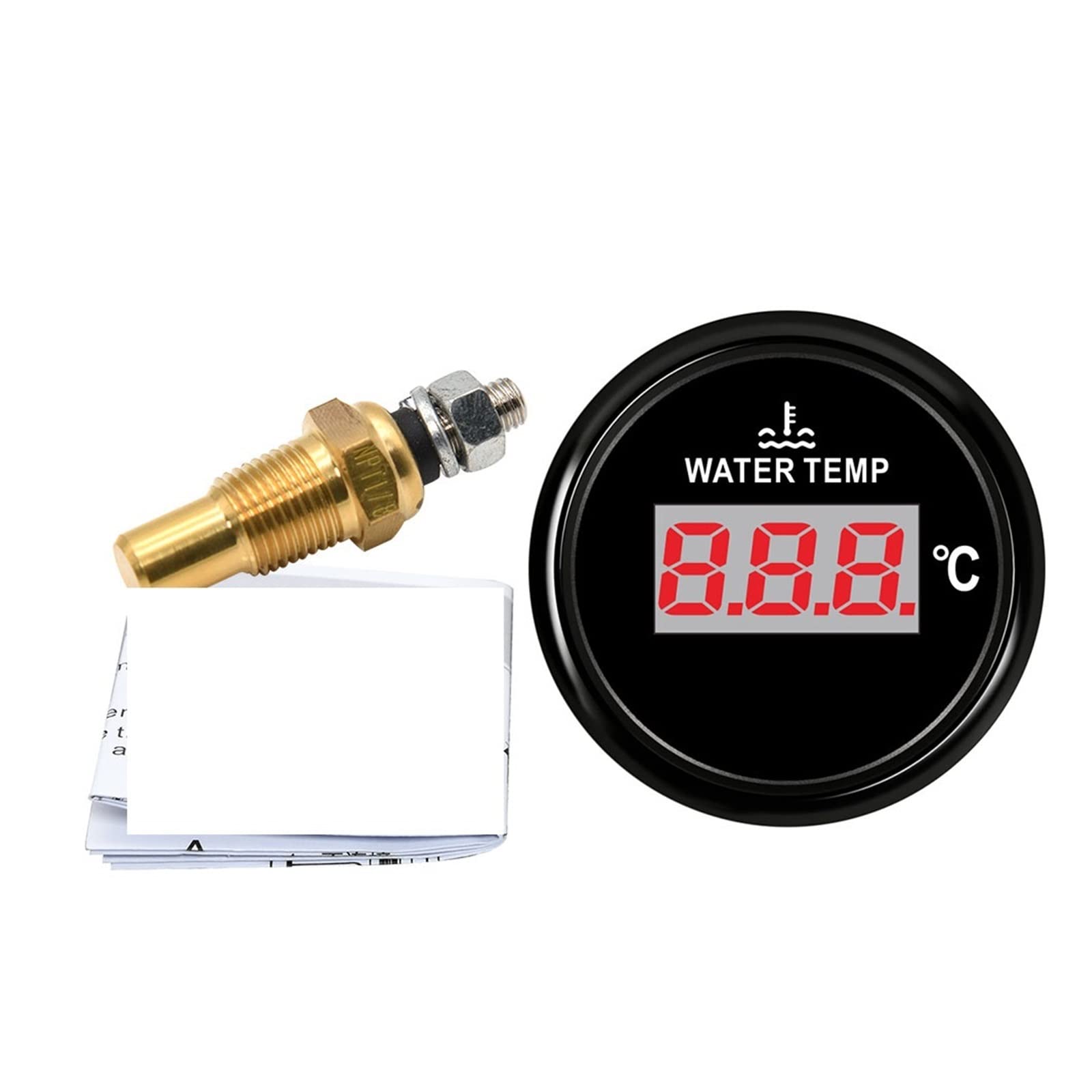 52mm Auto LKW Boot Wassertemperaturanzeige Temperatursensor 40-120 Celsius Digitaler Wassertemperaturmesser mit roter Hintergrundbeleuchtung,Präziser Monitor(3)