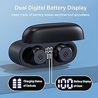 Vista 2 de Auriculares Bluetooth inalámbricos de 60 horas de reproducción con pantalla de alimentación dual y IPX7 impermeable con control táctil estéreo