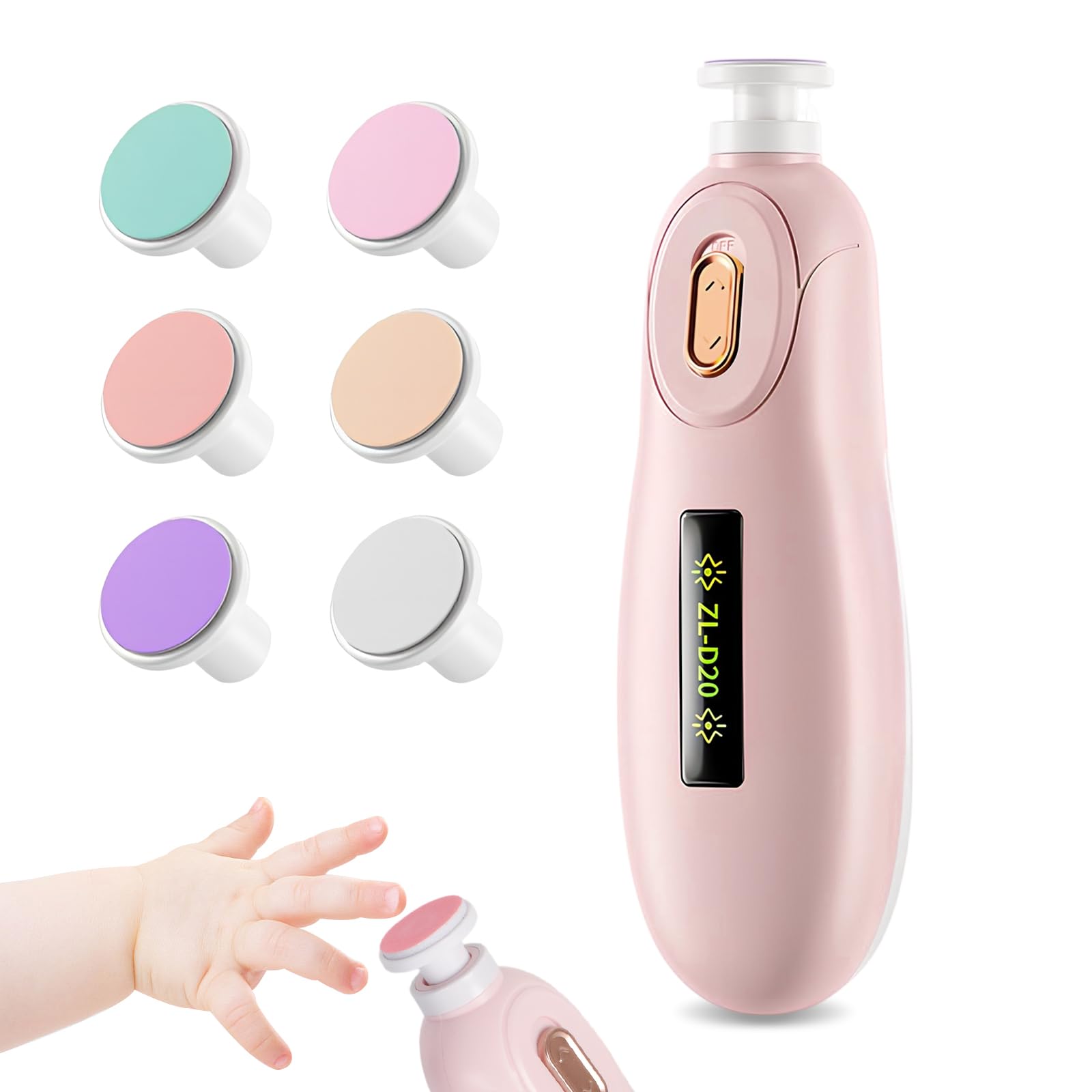 Lima Unghie Neonato Elettrica, Rifinitore per Unghie per Neonati, Tagliaunghie Elettrico per Bambini con 6 Testine di Levigatura, per tutte le età