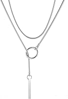 Vista 35 de Collares de anillo en forma de corazón con cadena deslizante para mujer, collar de barra de cadena cubana de acero inoxidable, collar punk rock