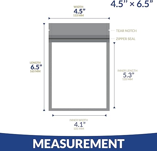 Miniatura 4 de Bolsas Mylar con cierre de cremallera de 4.5 x 6.5 pulgadas | 100 bolsas | Bolsas sellables con sellado térmico para dulces y alimentos,