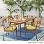 Christopher Knight Home Harvey Outdoor 7 Piece Acacia Wood Dining Set, Teak Finish/Green