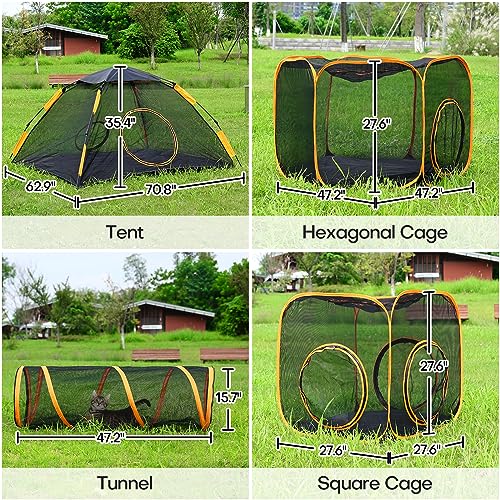 Lucky Monet Cat Catio Outdoor Cat Enclosure Tendas para Gatos Internos, Túnel de Malha Portátil 6 Em