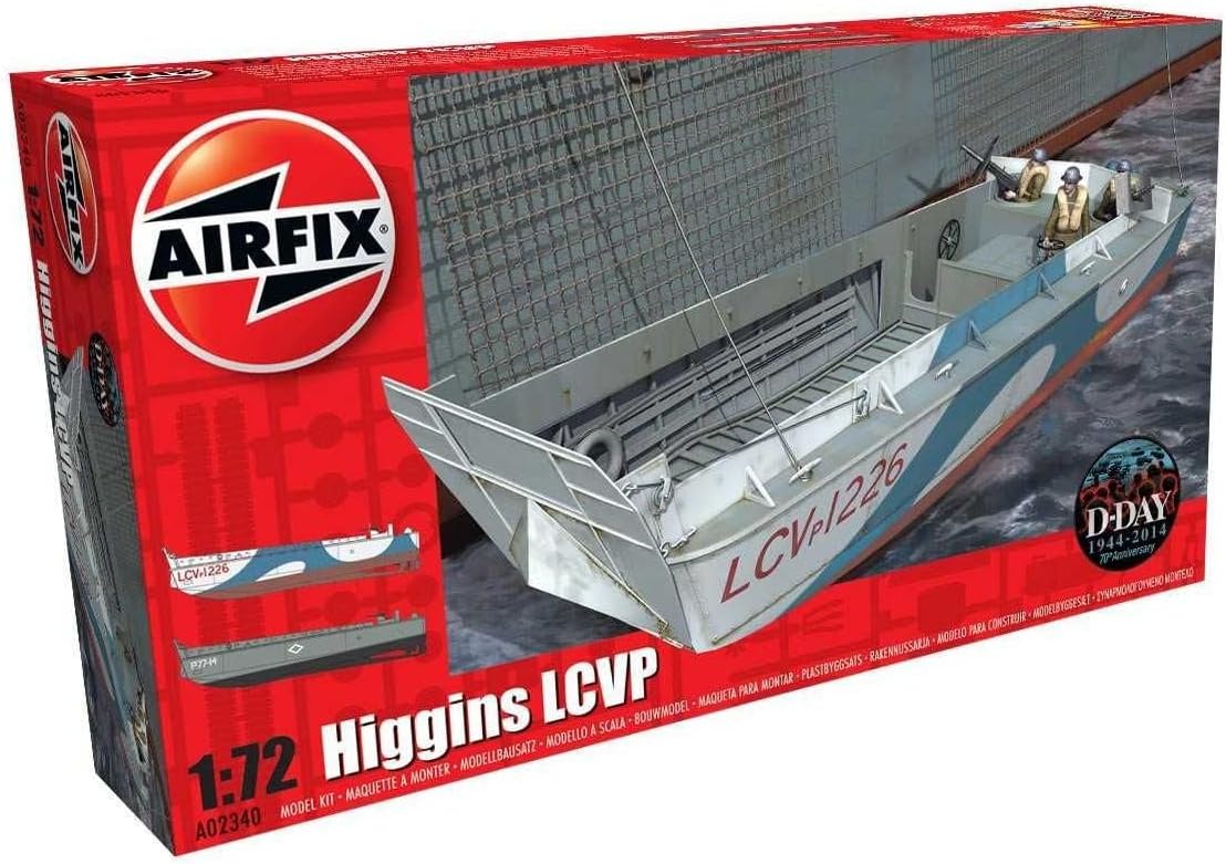 Airfix Ship Model Kit Gift Set - A02340 Higgins LCVP, Plastic Watercraft Model Kits for Adults & Kids Ages 8+, Skill Level 2, 1:72 Scale WW2 Watercraft Models, Miniature Navy Gifts