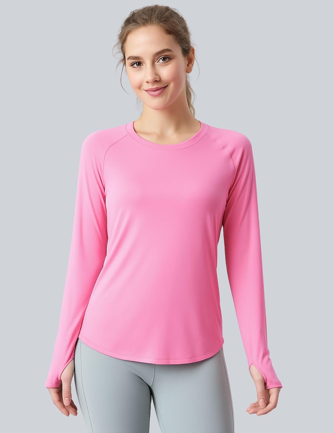 4-Pack: Womens Long Sleeve Athletic Tops with Thumb Holes – Dry Fit Active Crewneck Workout Tees - Image 2