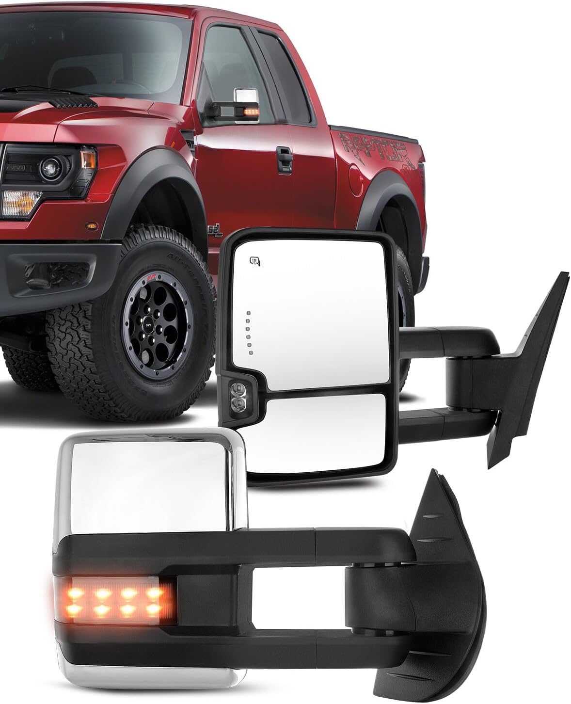 Chevy Silverado Tow Mirrors Chrome Power Heated Towing Mirrors With Signal Lights For 2007-2014 Chevy Silverado/GMC Sierra 2007-2014 Chevy Tow Mirrors - Foto 6