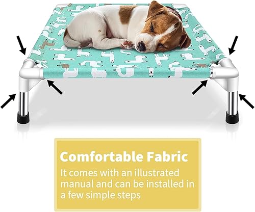 Miniatura 10 de Modorki Cama elevada para perro para mascotas, tamaño mediano, material de nailon, fácil de limpiar, resistente y duradera, ideal para uso en