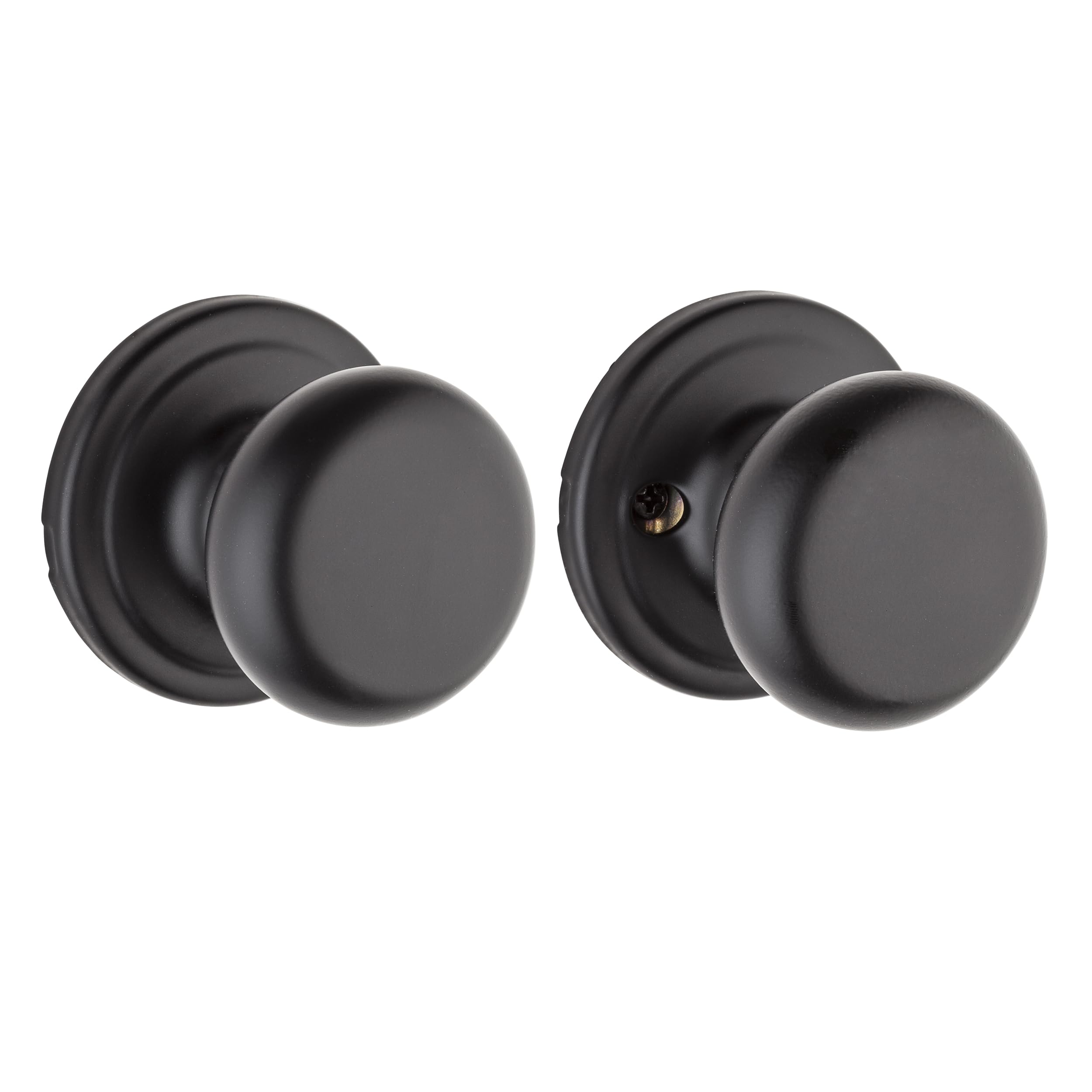 Photo 1 of Kwikset Hancock Interior Passage Door Knob, Handle For Closet and Hallway Doors, Non-Locking Doorknob in Matte Black, with Microban Protection