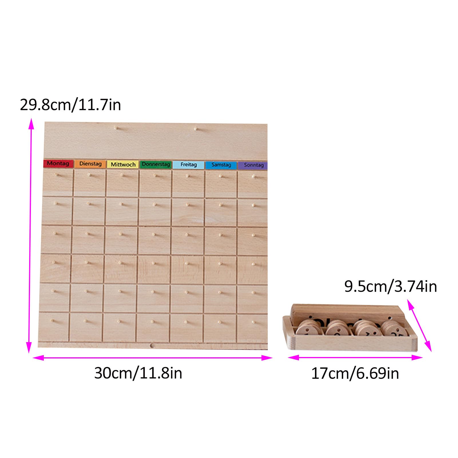 Calendario perpetuo de madera, calendario de madera para niños, calendario magnético de juguete de madera, estaciones de aprendizaje para niños, meses y días del año