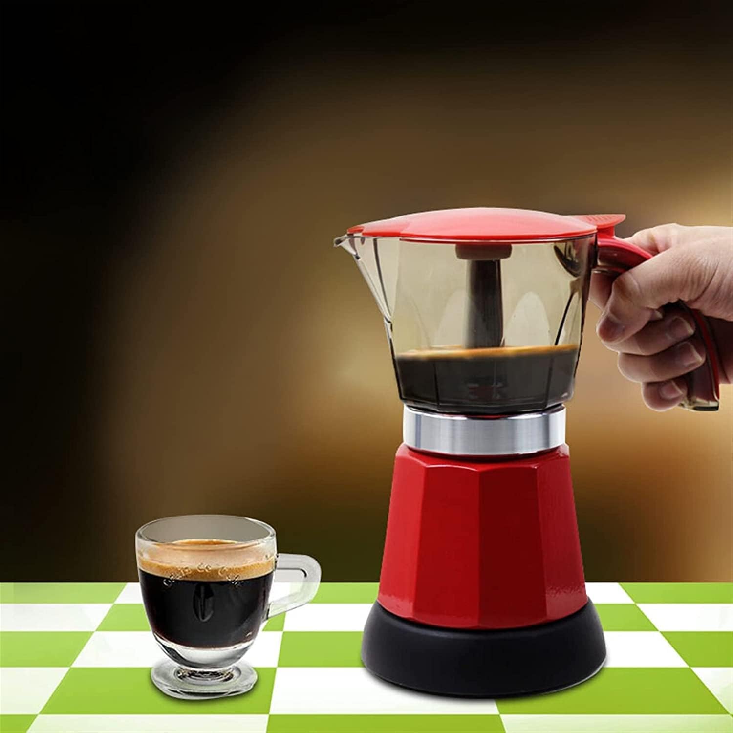 Percolator Coffee Pot 6 Cups Portable Electric Coffee Maker Espresso Coffee Pot Espresso Latte Filter (Color : Green)