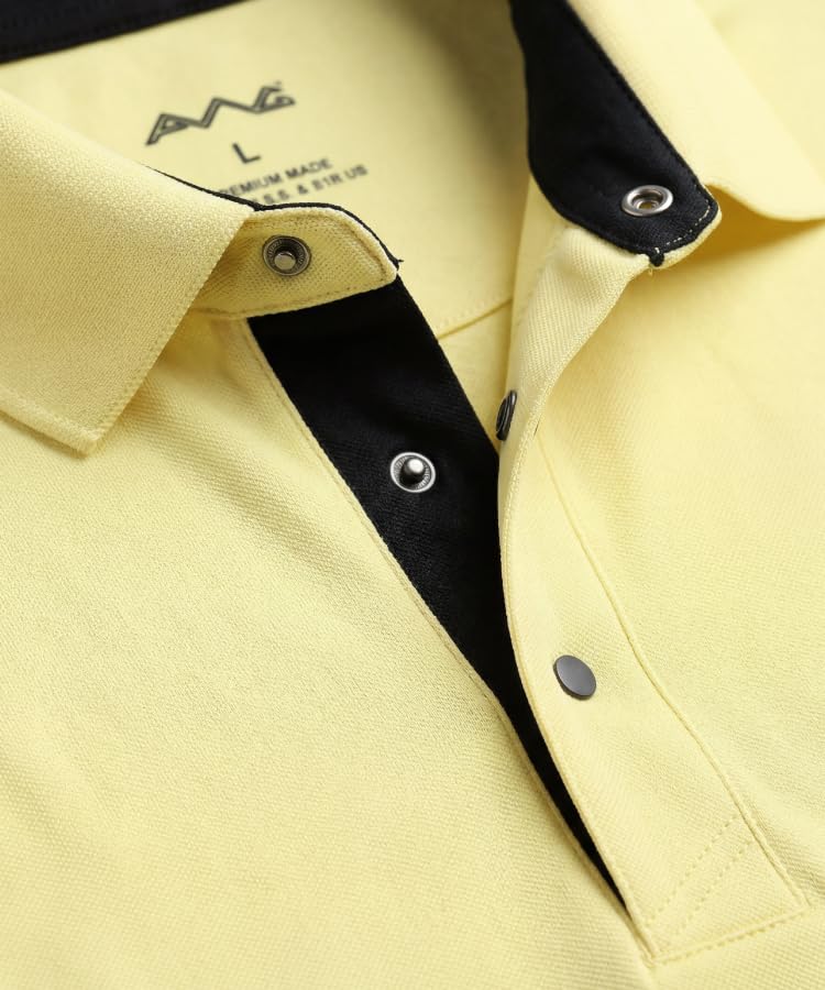 Image of AWG ALL WEATHER GEAR Men's Golfer Polo T-Shirt, Dri-Fit Quick Dry Moisture-Wicking Stretch Fabric, Regular Fit Half Sleeve Solid Collar Tee for Golf, Gym, Running, Office and Casual Wear
